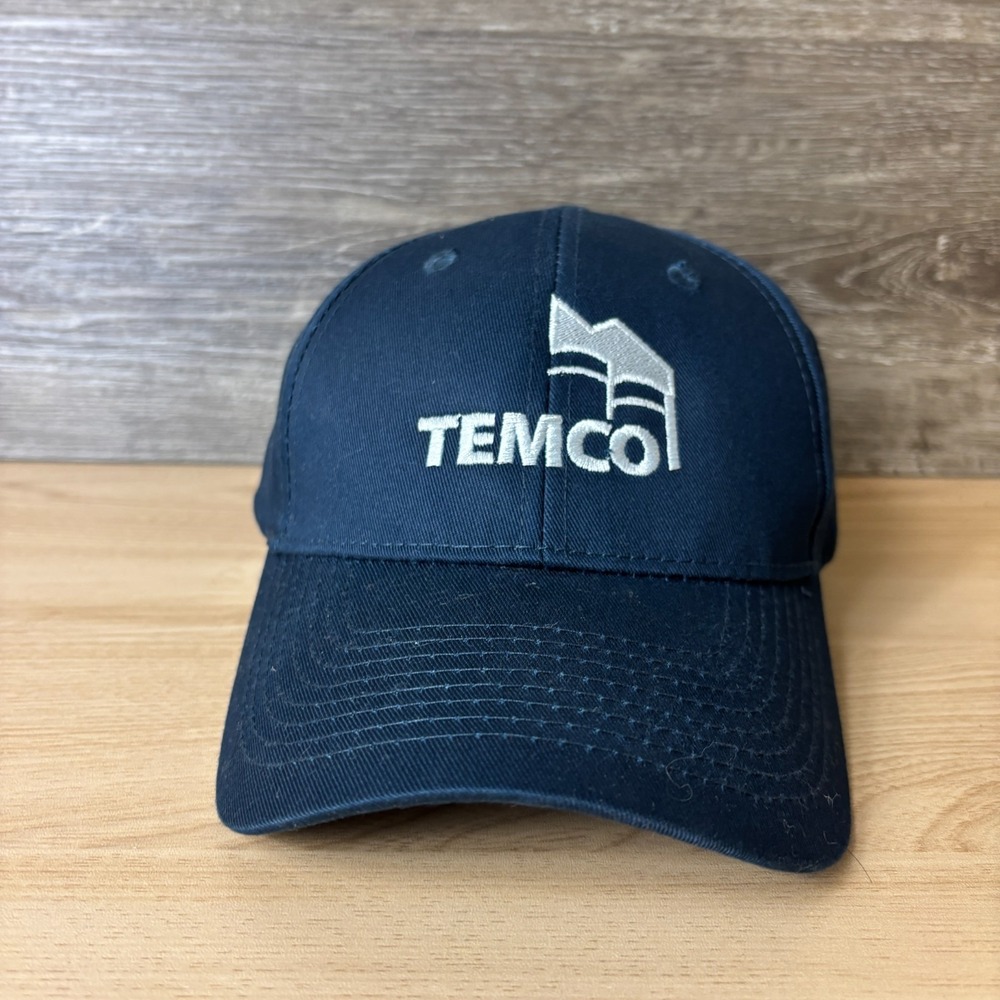 Temco Hat Cap Strap Back Navy Blue Embroidered Logo Adjustable